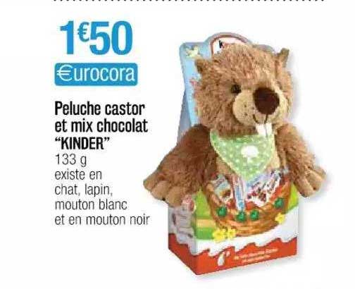 peluche castor et mix chocolat "kinder"