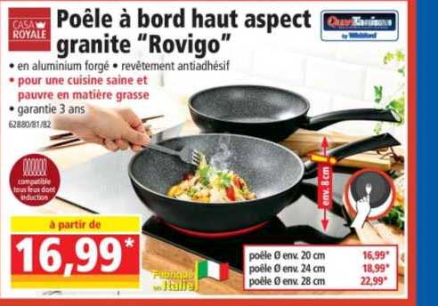 poêle à bord haut aspect granite "rovigo"