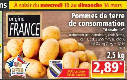 Pommes De Terre De Consommation "annabelle"