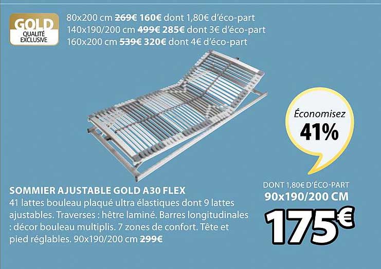 sommier ajustable gold a30 flex