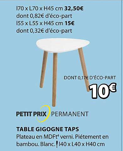 table gigogne taps