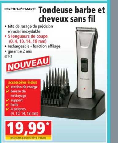 Tondeuse Barbe Et Cheveux Sans Fil Profi Care