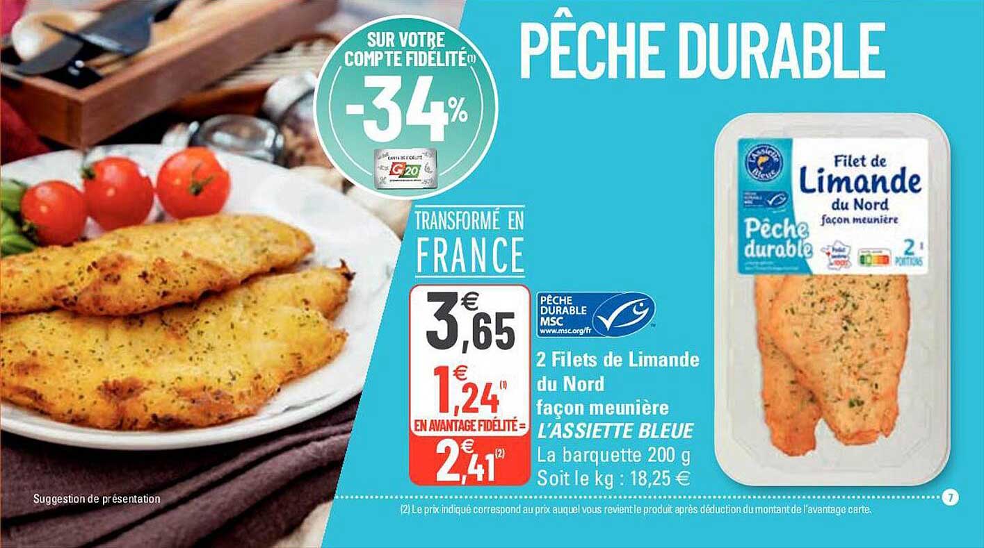 2 filets de limande du nord façon meunière l'assiette bleue
