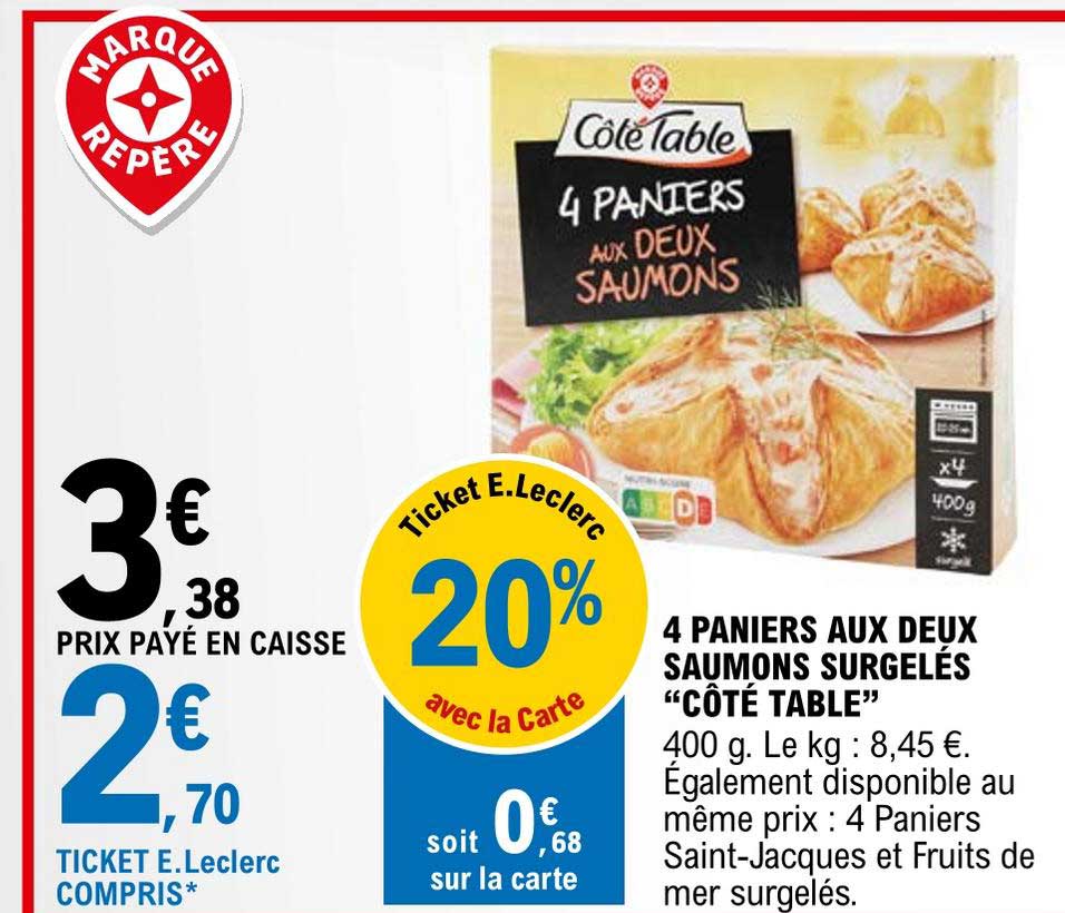 4 paniers aux deux saumons surgelés "côté table"