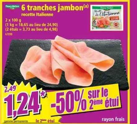 6 tranches jambon recette italienne fleury michon