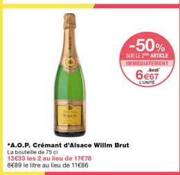 a.o.p. crémant d'alsace willm brut