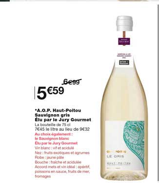 a.o.p. haut-poitou sauvignon gris élu par le jury gourmet