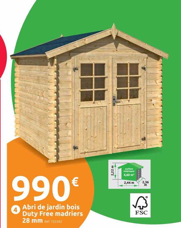 abri de jardin bois duty free madriers 28 mm