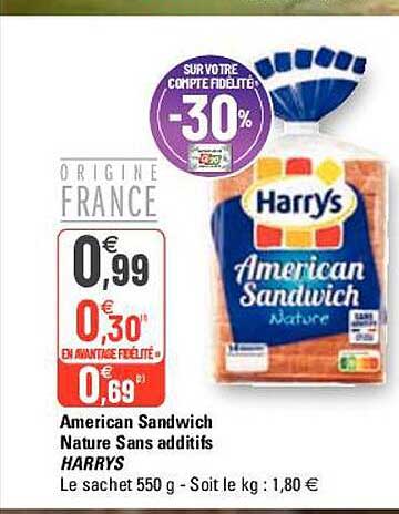 american sandwich nature sans additifs harrys