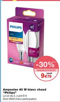 Ampoules 40 W Blanc Chaud "philips"