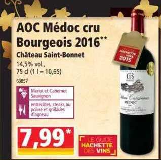 Aoc Médoc Cru Bourgeois 2016 Château Saint-Bonnet