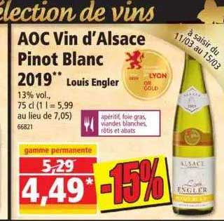 aoc vin d'alsace pinot blanc 2019 louis engler