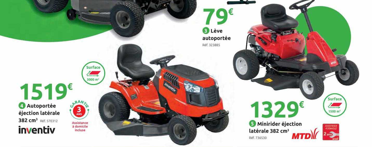 autoportée éjection latérale 382 cm3 inventiv, minirider éjection latérale 382 cm3