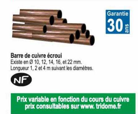 barre de cuivre écroui