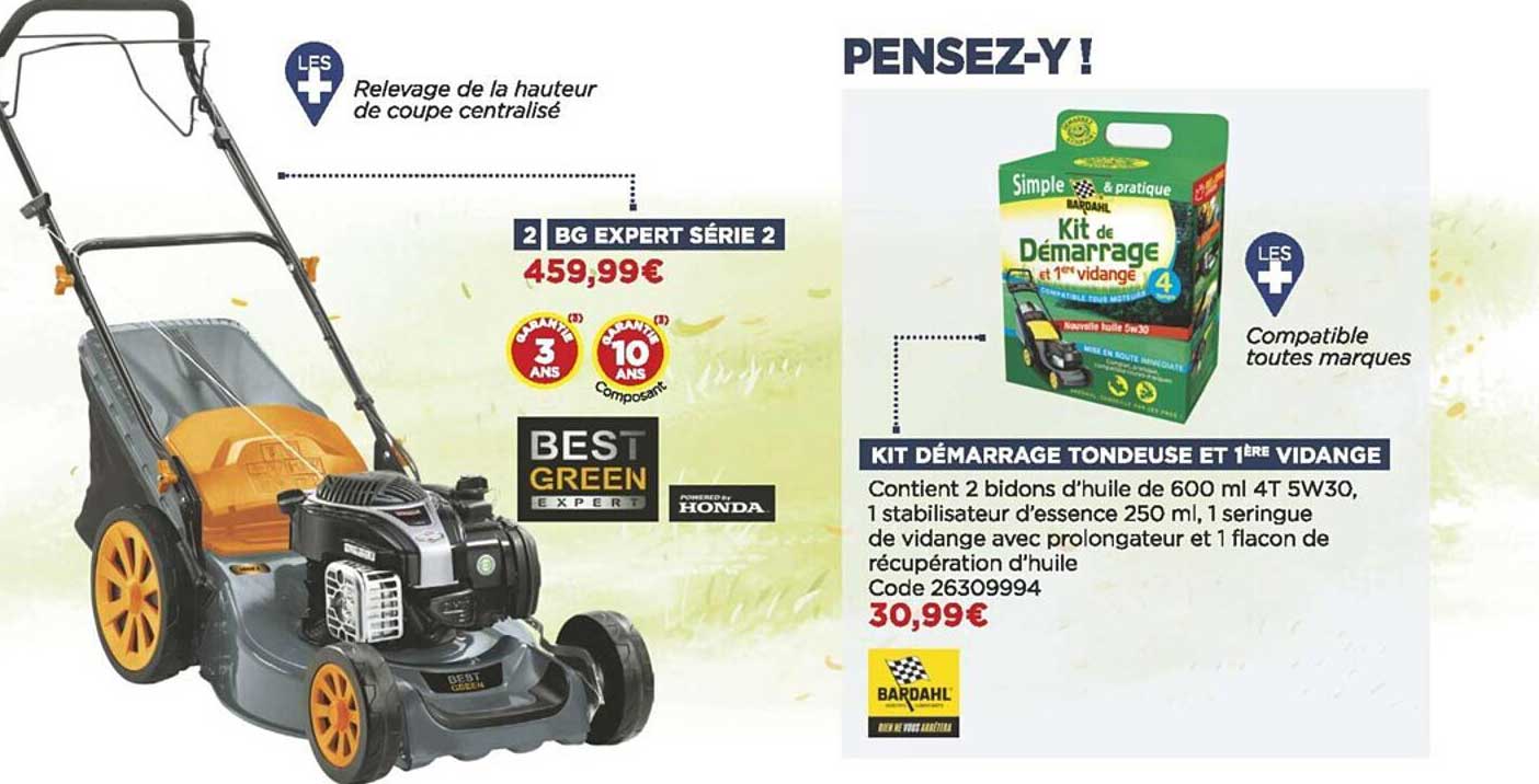 bg expert série 2 best green, kit démarrage tondeuse et 1ère vidange bardahl