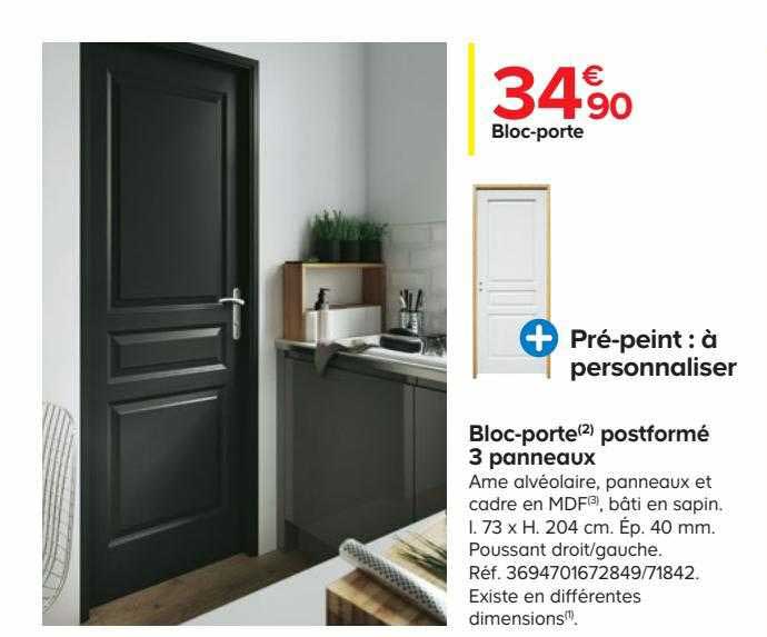 bloc-porte postformé 3 panneaux