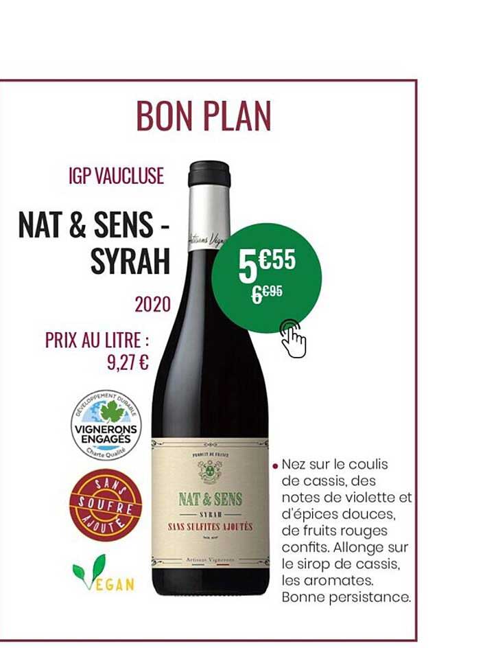 bon plan igp vaucluse nat & sens - syrah 2020