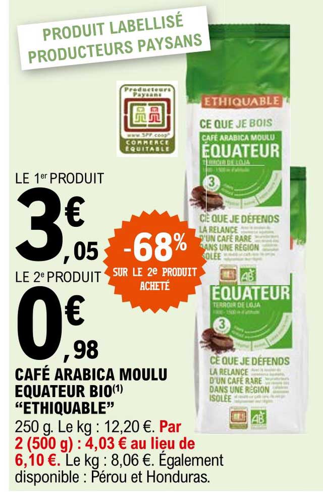 Café Arabica Moulu Equateur Bio "ethiquable"