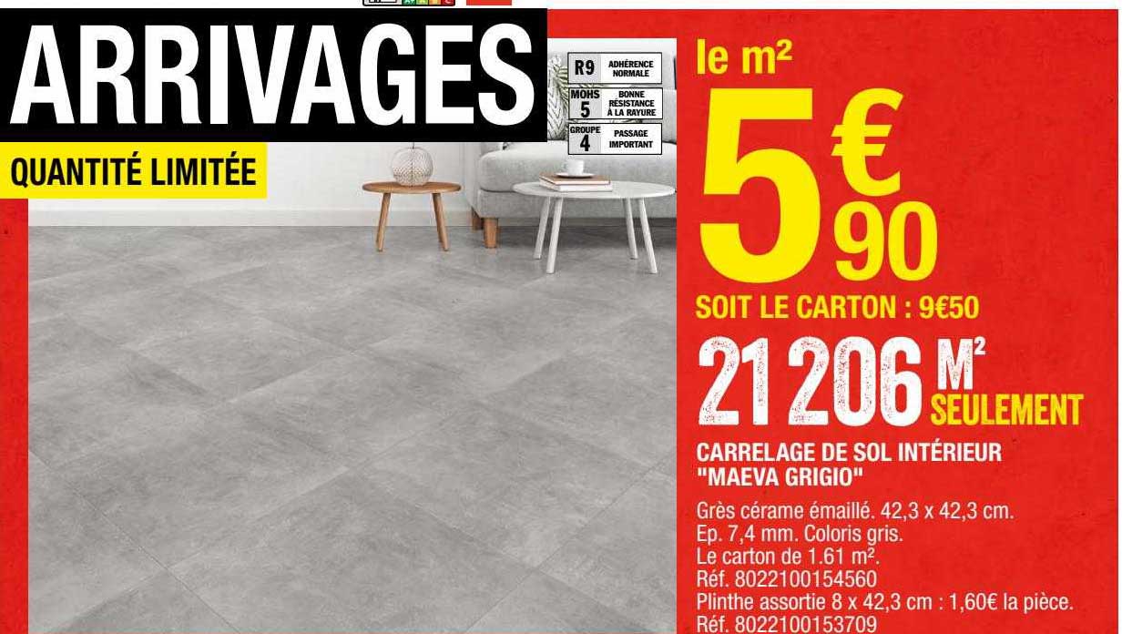 carrelage de sol intérieur "maeva grigio"