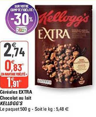 Céréales Extra Chocolat Au Lait Kellogg's