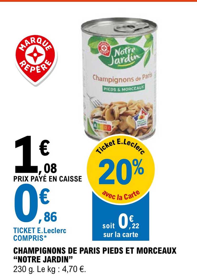 champignons de paris pieds et morceaux "notre jardin"