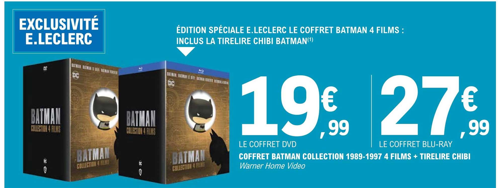 coffret batman collection 1989-1997 4 films + tirelire chibi