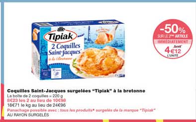 coquilles saint-jacques surgelées "tipiak" à la bretonne