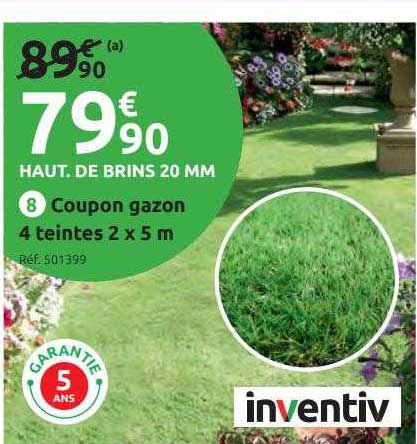 coupon gazon 4 teintes 2 x 5 m inventiv