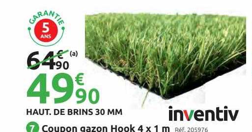 coupon gazon hook 4 x 1 m inventiv