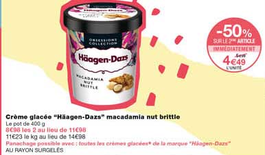 crème glacée "häagen-dazs" macadamia nut brittle