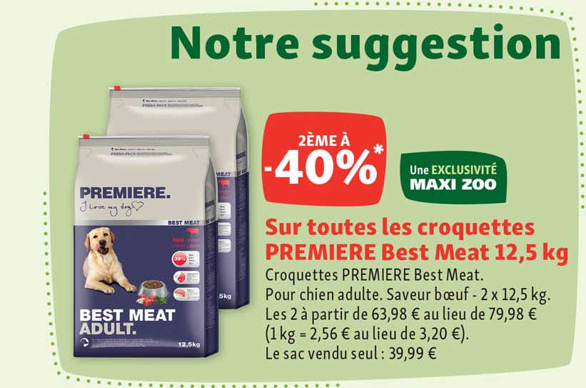 croquettes première best meat 12,5 kg