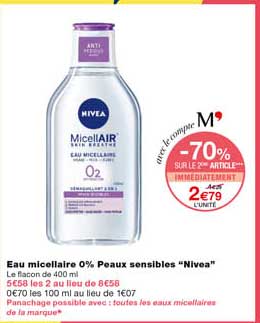 eau micellaire 0% peaux sensibles "nivea"