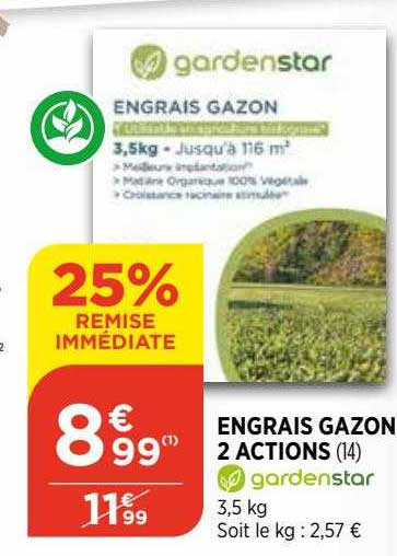 engrais gazon 2 actions gardenstar