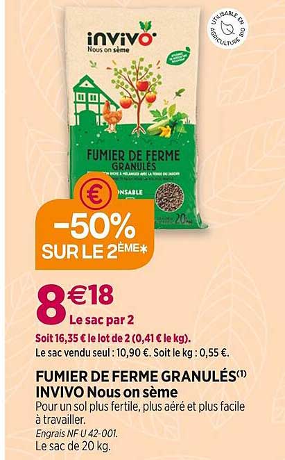 fumier de ferme granulés invivo nous on sème