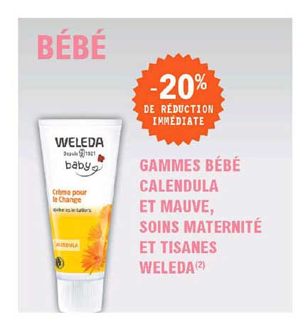 gamme bébé calendula et mauve, soins maternité et tisanes weleda