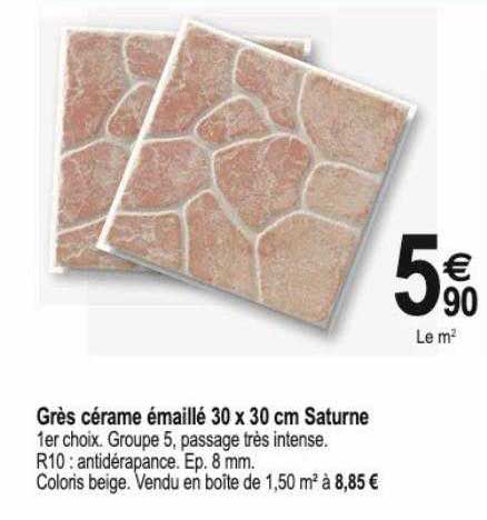 grès cérame élaillé 30 x 30 cm saturne