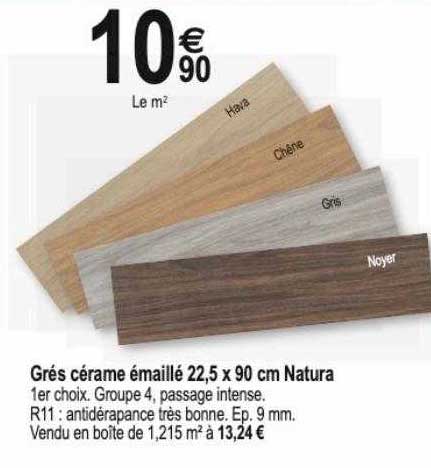 grés cérame émaillé 22,5 x 90 cm natura
