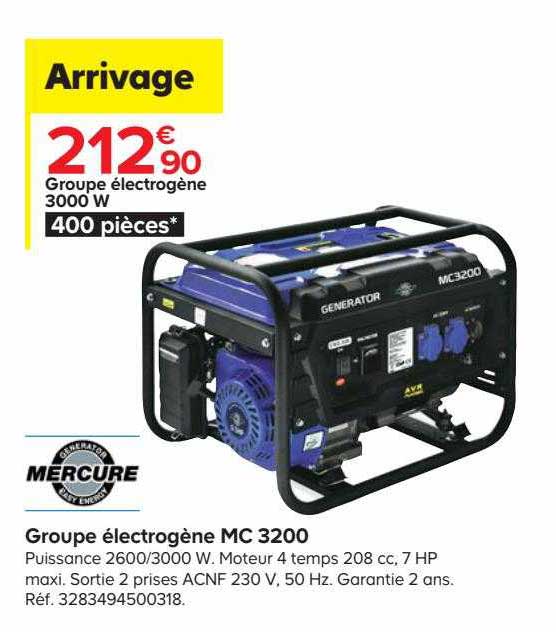 groupe électrogène mc 3200 mercure