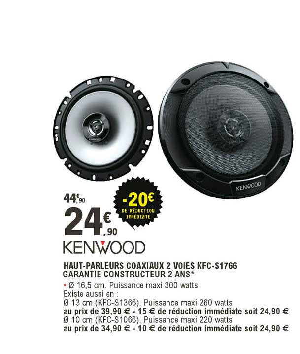 haut-parleurs coaxiaux 2 voies kfc-s1766 kenwood