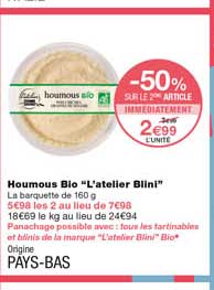 houmous bio "l'atelier blini"