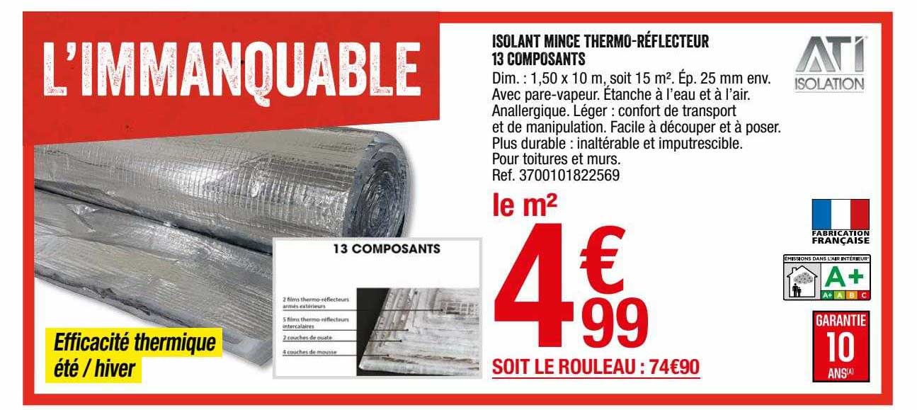 isolant mince thermo-réflecteur 13 composants