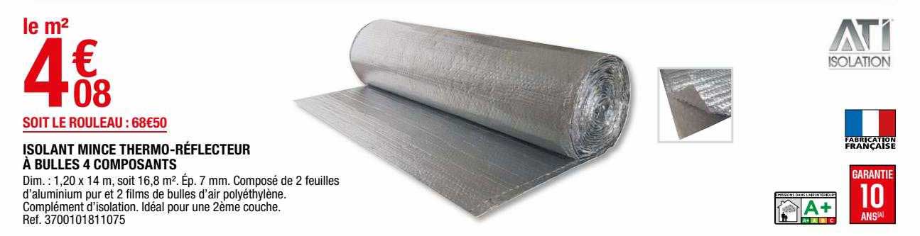 isolant mince thermo-réflecteur à bulles 4 composants