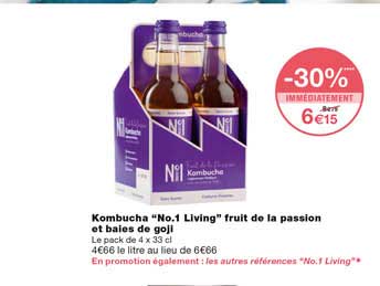 kombucha "no.1 living" fruit de la passion et baies de goji