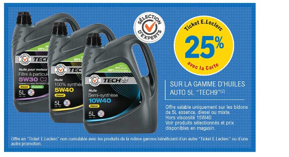 la gamme d'huiles auto 5l "tech9"