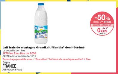 lait frais de montagne grandLait "candia" demi-écrémé