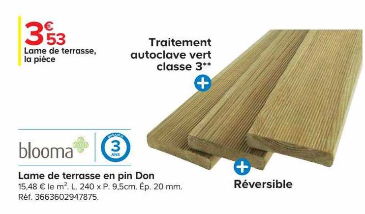 lame de terrasse en pin don blooma