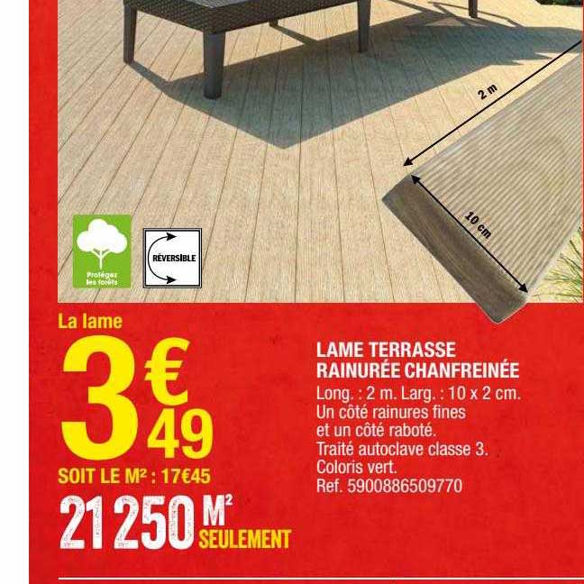 lame terrasse rainurée chanfreinée