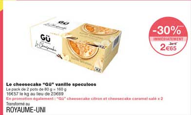 Le Cheesecake "gü" Vanille Spéculoos