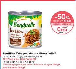 lentilles très peu de jus "bonduelle"
