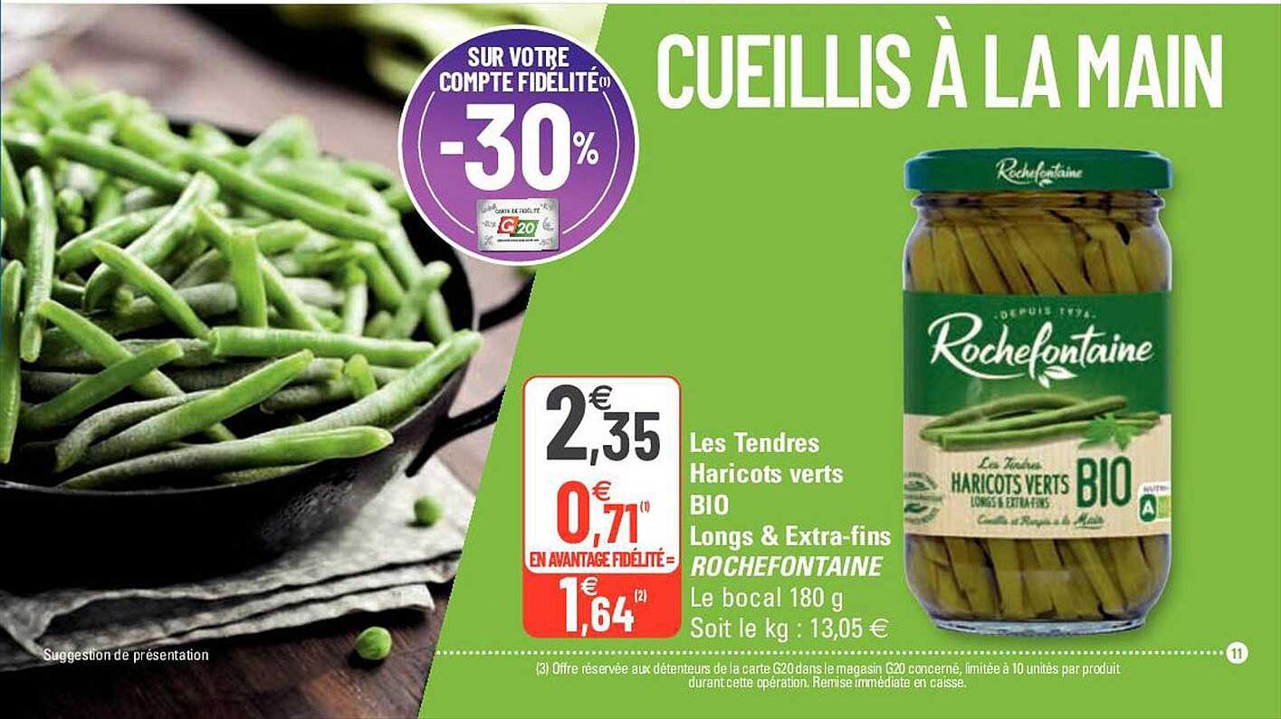 les tendres haricots verts bio longs & extra-fins rochefontaine